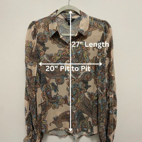NWOT Express Paisley Balloon Sleeve Blouse Size S – Boho Fall Top - Picture 5 of 7